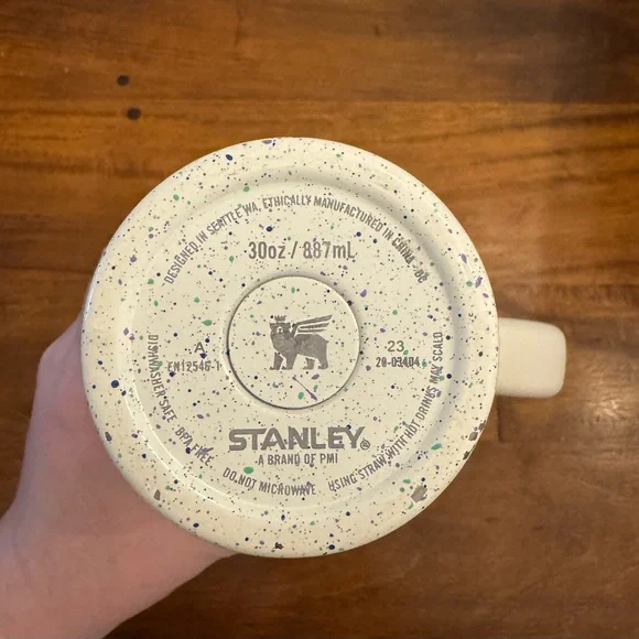 Stanley 30oz White Speckled Tumbler with Purple Logo - Picture 5 of 9